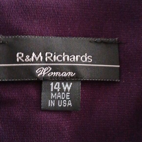 R&M Richards eggplant purple 2 in 1 blouse jacket and pant set Sz 14W - Picture 8 of 8